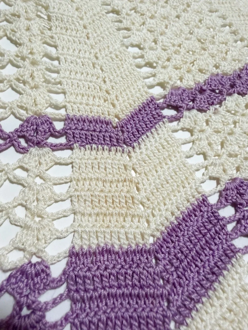 Vintage Handmade Crocheted Striped Cottagecore Apron